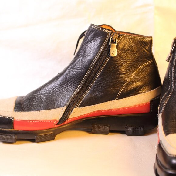 Donald J. Pliner Black and Red Leather Boots - Picture 2 of 15
